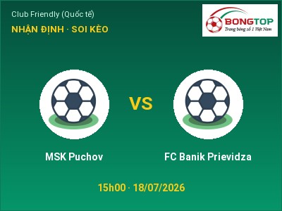 Soi kèo, dự đoán MSK Puchov vs FC Banik Prievidza 15h00 ngày 18/07: Cơ hội cho đội khách