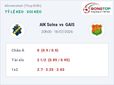 Soi kèo, dự đoán AIK Solna vs GAIS 20h00 ngày 18/07: Cửa trên gọi tên chủ nhà