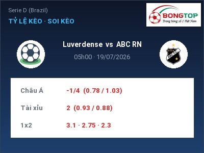 Nhận định Luverdense vs ABC RN, 05h00 ngày 19/07: Soi kèo Serie D (Brazil)