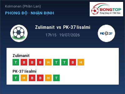 Soi kèo Zulimanit vs PK-37 Iisalmi 17h15 ngày 19/07: Khó cho đội khách