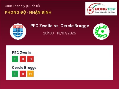 Soi kèo PEC Zwolle vs Cercle Brugge 20h00 ngày 18/07: Khó cho đội khách