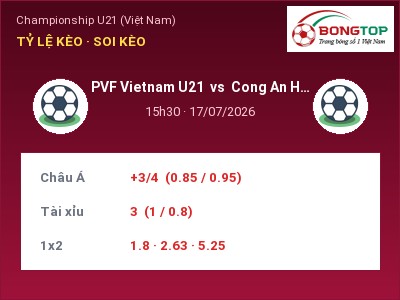 Nhận định kèo PVF Vietnam U21 vs Cong An Ha Noi U21 15h30 ngày 17/07 – Cửa trên gọi tên chủ nhà