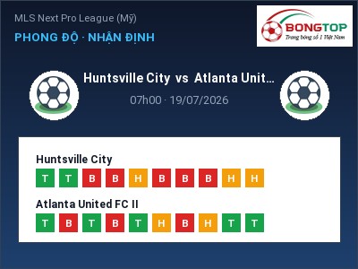 Soi kèo, dự đoán Huntsville City vs Atlanta United FC II 07h00 ngày 19/07: Khách lấn chủ