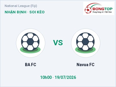 Nhận định BA FC vs Navua FC, 10h00 ngày 19/07: Soi kèo National League (Fiji)