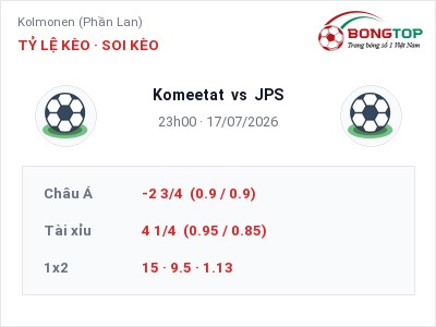 Nhận định kèo Komeetat vs JPS 23h00 ngày 17/07 – Đội khách sáng cửa