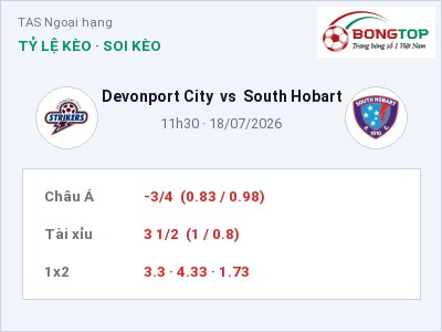 Soi kèo Devonport City vs South Hobart 11h30 ngày 18/07: Chủ nhà gặp khó