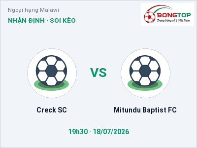 Soi kèo Creck SC vs Mitundu Baptist FC 19h30 ngày 18/07: Ba điểm ở lại?