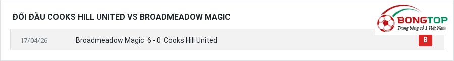 Lịch sử đối đầu Cooks Hill United vs Broadmeadow Magic
