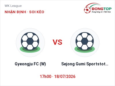 Nhận định kèo Gyeongju FC (W) vs Sejong Gumi Sportstoto (W) 17h00 ngày 18/07 – Ba điểm ở lại?