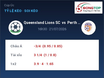 Nhận định Queensland Lions SC vs Perth Glory, 16h30 ngày 21/07: Soi kèo Cúp Úc