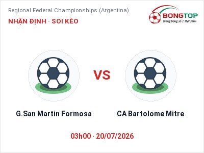 Soi kèo G.San Martin Formosa vs CA Bartolome Mitre 03h00 ngày 20/07: Cửa trên gọi tên chủ nhà