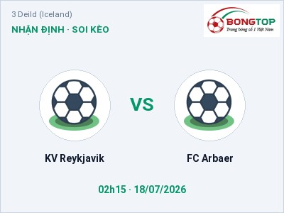 Soi kèo, dự đoán KV Reykjavik vs FC Arbaer 02h15 ngày 18/07: Chủ nhà sáng cửa