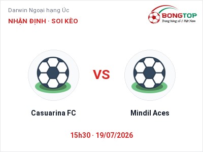 Soi kèo, dự đoán Casuarina FC vs Mindil Aces 15h30 ngày 19/07: Đội khách sáng cửa