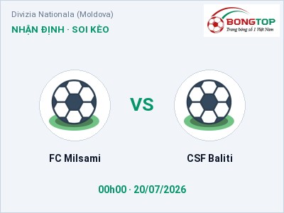 Soi kèo, dự đoán FC Milsami vs CSF Baliti 00h00 ngày 20/07: Khách lấn chủ