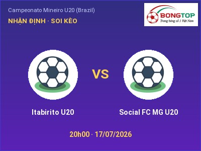 Nhận định Itabirito U20 vs Social FC MG U20, 20h00 ngày 17/07: Soi kèo Campeonato Mineiro U20 (Brazil)