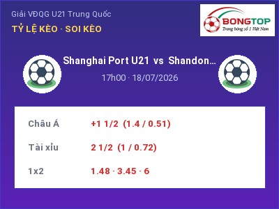 Soi kèo, dự đoán Shanghai Port U21 vs Shandong Taishan U21 17h00 ngày 18/07: Cửa trên gọi tên chủ nhà