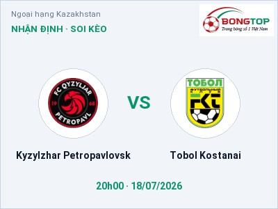 Nhận định bóng đá Kyzylzhar Petropavlovsk vs Tobol Kostanai (20h00, 18/07): Đội khách sáng cửa