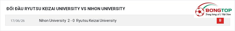 Lịch sử đối đầu Ryutsu Keizai University vs Nihon University