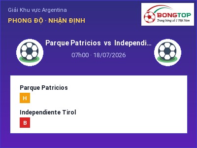 Soi kèo Parque Patricios vs Independiente Tirol 07h00 ngày 18/07: Khó cho đội khách