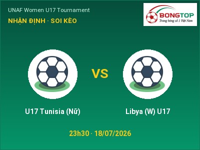 Nhận định U17 Tunisia (Nữ) vs Libya (W) U17, 23h30 ngày 18/07: Soi kèo UNAF Women U17 Tournament