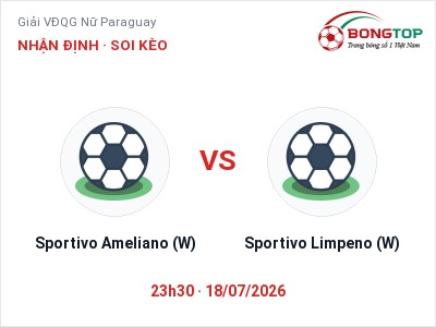 Soi kèo Sportivo Ameliano (W) vs Sportivo Limpeno (W) 23h30 ngày 18/07: Khách lấn chủ
