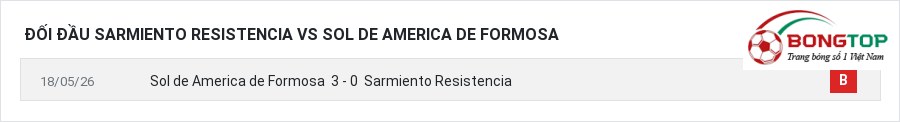 Lịch sử đối đầu Sarmiento Resistencia vs Sol de America de Formosa