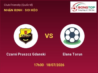 Nhận định Czarni Pruszcz Gdanski vs Elana Torun, 17h00 ngày 18/07: Soi kèo Club Friendly (Quốc tế)