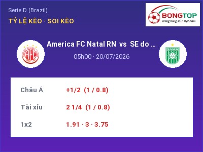 Nhận định bóng đá America FC Natal RN vs SE do Gama (05h00, 20/07): Chủ nhà sáng cửa