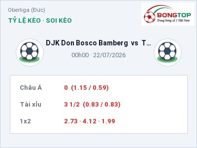Soi kèo DJK Don Bosco Bamberg vs TSV Kornburg 00h00 ngày 22/07: Cơ hội cho đội khách