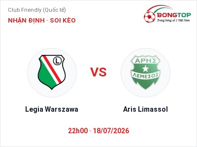 Nhận định kèo Legia Warszawa vs Aris Limassol 22h00 ngày 18/07 – Ba điểm ở lại?
