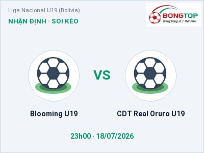 Nhận định Blooming U19 vs CDT Real Oruro U19, 23h00 ngày 18/07: Soi kèo Liga Nacional U19 (Bolivia)