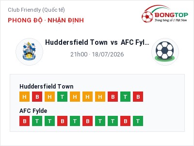 Soi kèo Huddersfield Town vs AFC Fylde 21h00 ngày 18/07: Khách lấn chủ