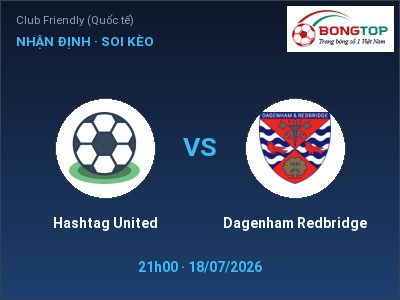Nhận định bóng đá Hashtag United vs Dagenham Redbridge (21h00, 18/07): Khách lấn chủ
