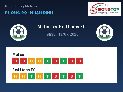 Soi kèo Mafco vs Red Lions FC 19h30 ngày 18/07: Đội khách sáng cửa