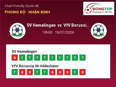 Nhận định kèo SV Hemelingen vs VfV Borussia 06 Hildesheim 19h00 ngày 19/07 – Chủ nhà sáng cửa
