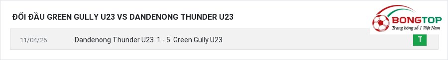 Lịch sử đối đầu Green Gully U23 vs Dandenong Thunder U23
