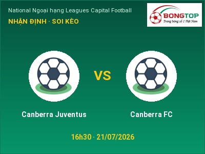 Dự đoán Canberra Juventus vs Canberra FC, 16h30 ngày 21/07: Tỷ lệ kèo National Ngoại hạng Leagues Capital Football