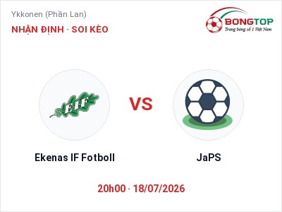 Nhận định Ekenas IF Fotboll vs JaPS, 20h00 ngày 18/07: Soi kèo Ykkonen (Phần Lan)
