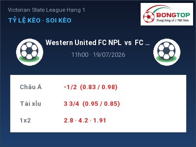 Nhận định kèo Western United FC NPL vs FC Bulleen Lions 11h00 ngày 19/07 – Khách lấn chủ