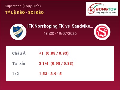 Soi kèo, dự đoán IFK Norrkoping FK vs Sandvikens IF 18h00 ngày 19/07: Ba điểm ở lại?