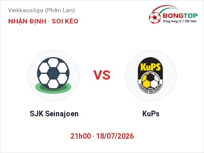 Nhận định kèo SJK Seinajoen vs KuPs 21h00 ngày 18/07 – Đội khách sáng cửa