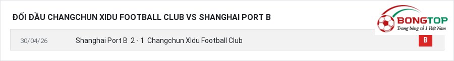 Lịch sử đối đầu Changchun XIdu Football Club vs Shanghai Port B