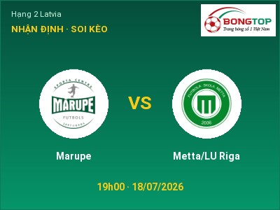 Nhận định kèo Marupe vs Metta/LU Riga 19h00 ngày 18/07 – Chủ nhà gặp khó