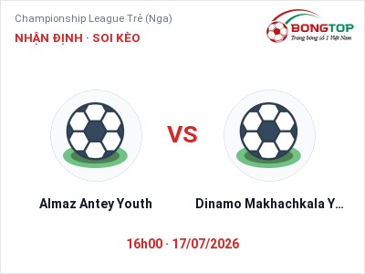 Dự đoán Almaz Antey Youth vs Dinamo Makhachkala Youth, 16h00 ngày 17/07: Tỷ lệ kèo Championship League Trẻ (Nga)