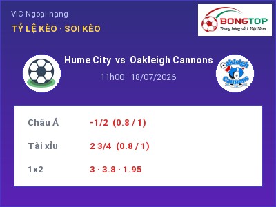 Nhận định Hume City vs Oakleigh Cannons, 11h00 ngày 18/07: Soi kèo VIC Ngoại hạng