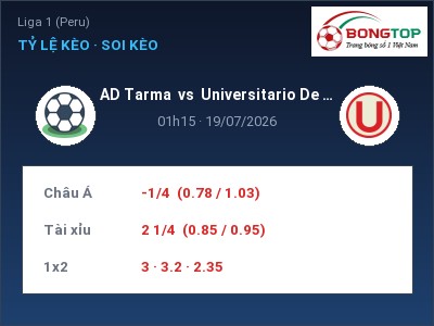 Soi kèo AD Tarma vs Universitario De Deportes 01h15 ngày 19/07: Ba điểm ở lại?