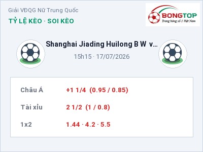 Dự đoán Shanghai Jiading Huilong B W vs Shandong Jinghua II W, 15h15 ngày 17/07: Tỷ lệ kèo Giải VĐQG Nữ Trung Quốc