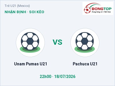 Nhận định Unam Pumas U21 vs Pachuca U21, 22h00 ngày 18/07: Soi kèo Trẻ U21 (Mexico)