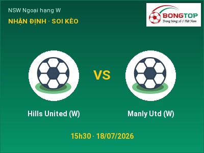 Soi kèo Hills United (W) vs Manly Utd (W) 15h30 ngày 18/07: Khó cho đội khách