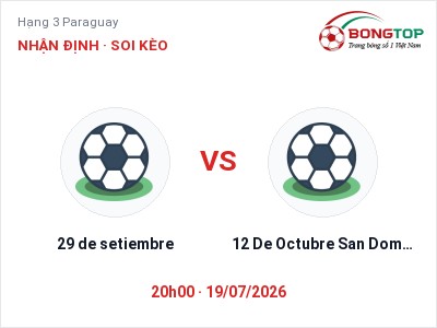 Dự đoán 29 de setiembre vs 12 De Octubre San Domingo, 20h00 ngày 19/07: Tỷ lệ kèo Hạng 3 Paraguay
